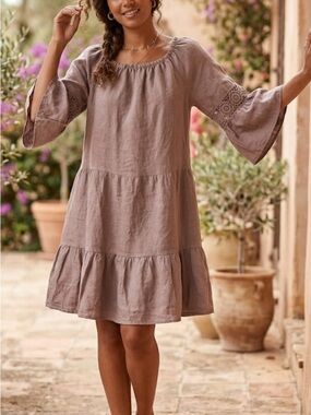 Terzo Millennio Tiered Casual Dress in Mauve